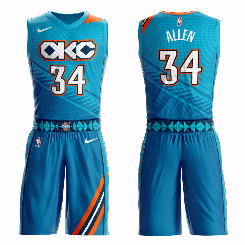 Customized 2019 Men Oklahoma City Thunder 34 Allen blue NBA Nike jersey